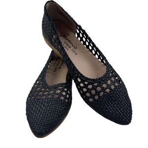 Gaimo Leather Woven Basketweave Ballet Flats Made In Spain Women's Size 38/7.5-8